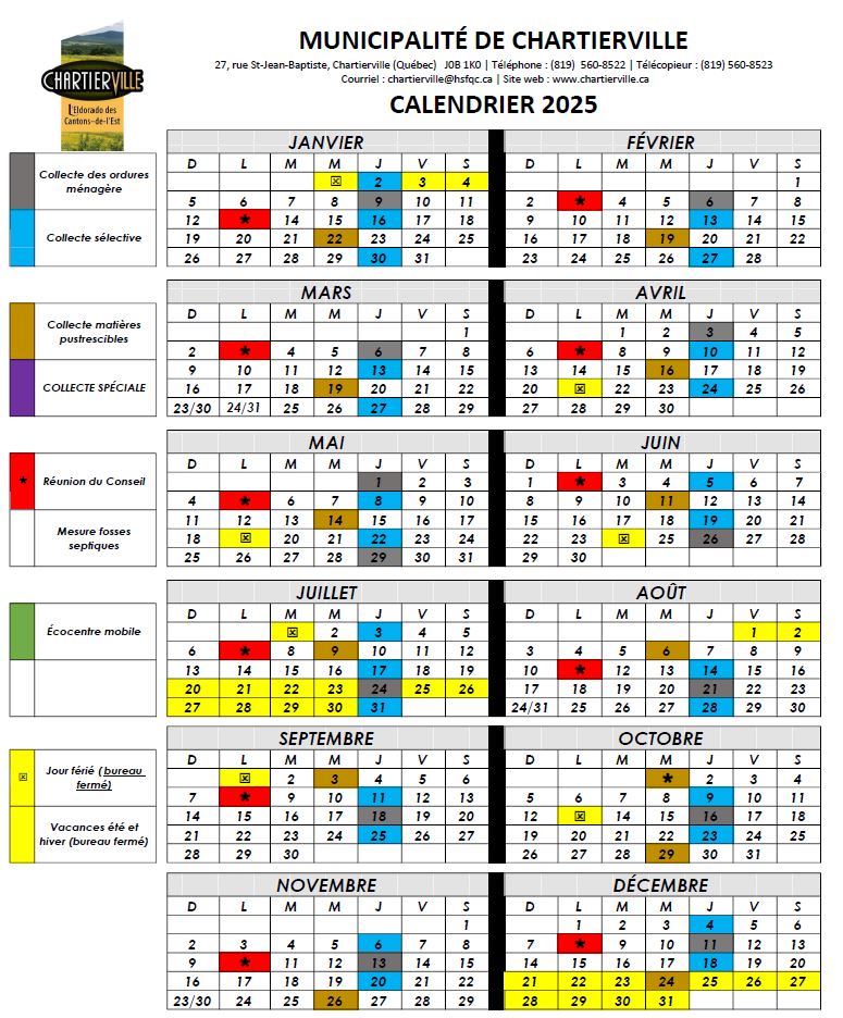 Calendrier 2025